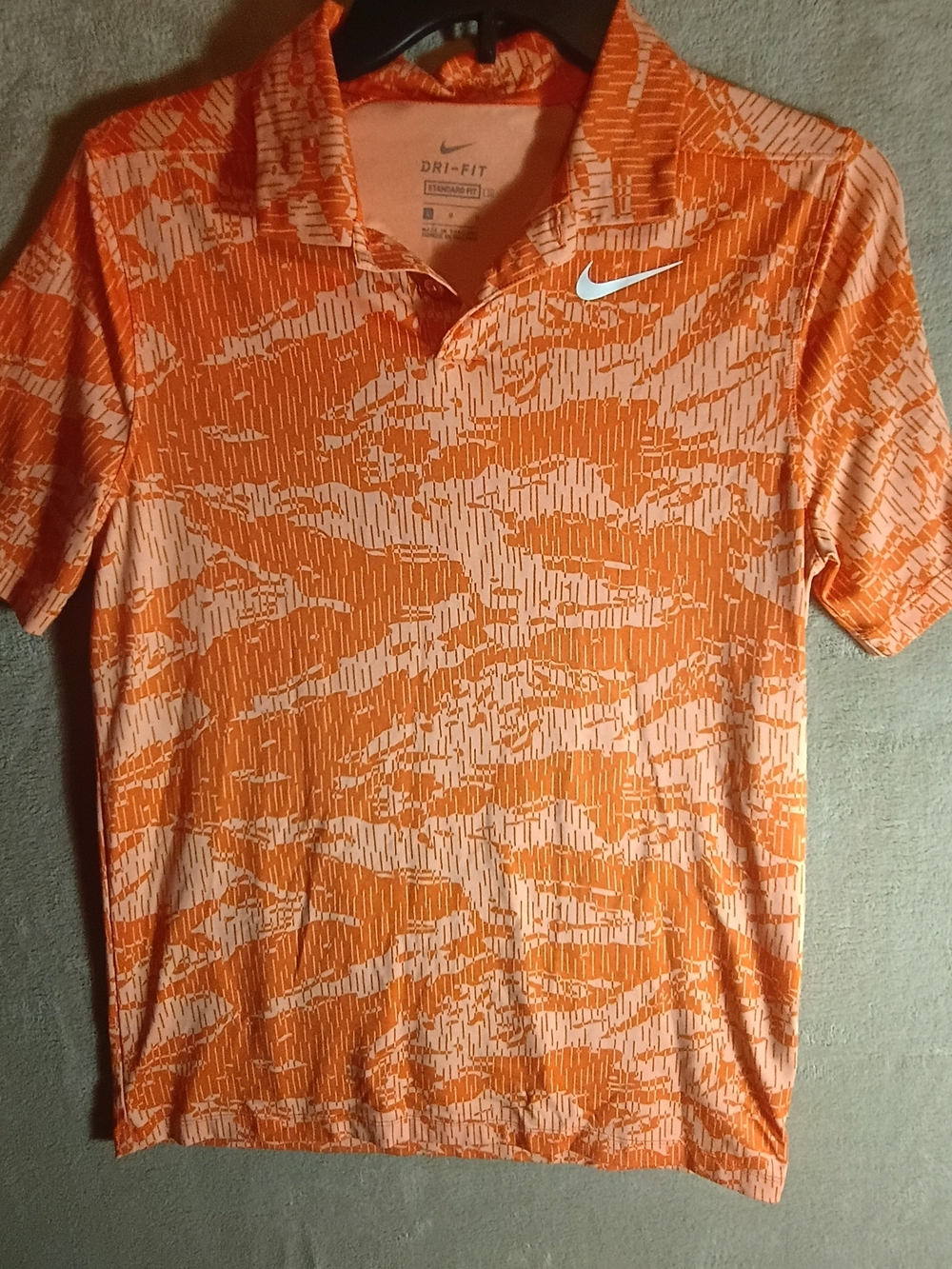 Nike Dri-FIT Vapor Camo Golf Polo Shirt Orange BV0478-847 Men's Size S Orange